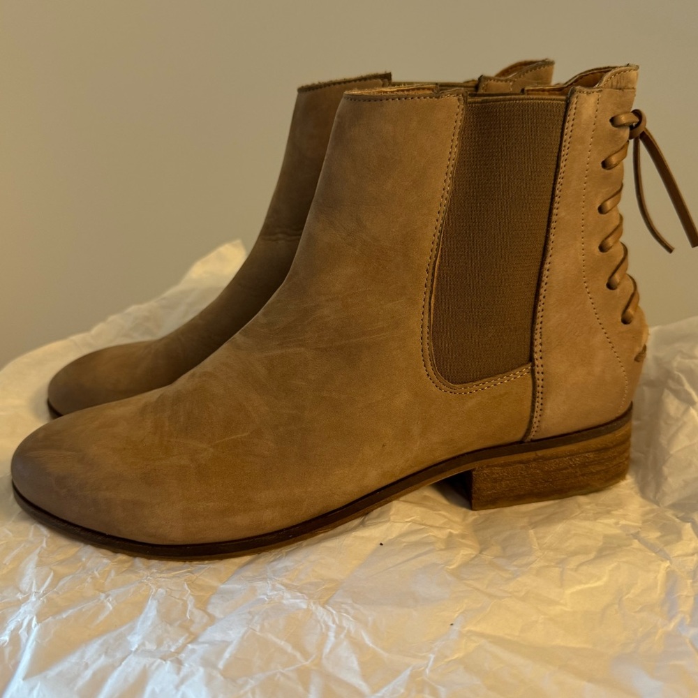 Aldo Light Brown Ankle Booties with Lace-Up Detail
